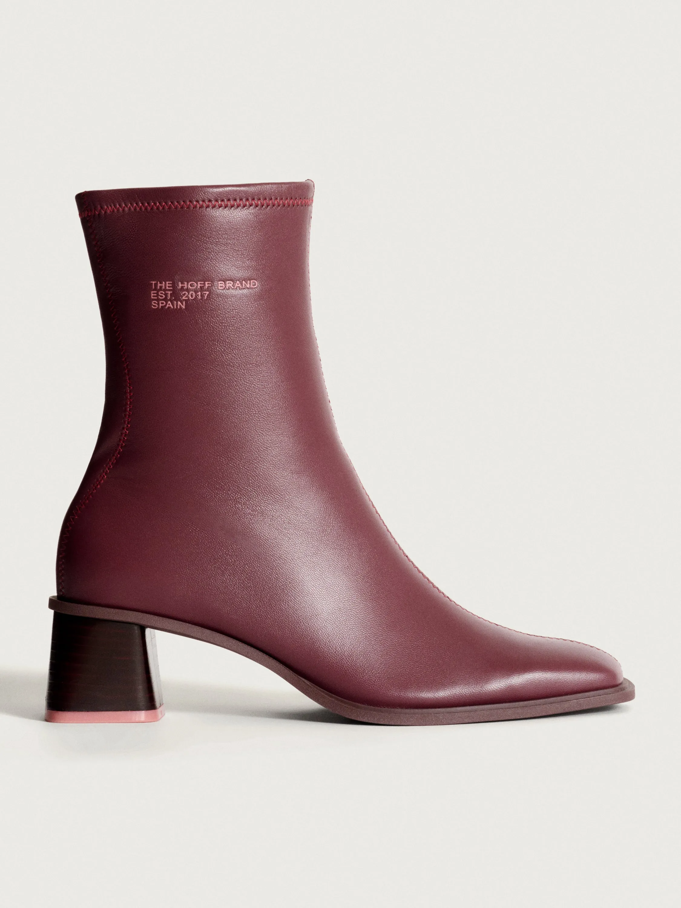 DATE BURGUNDY HEELED ANKLE BOOT