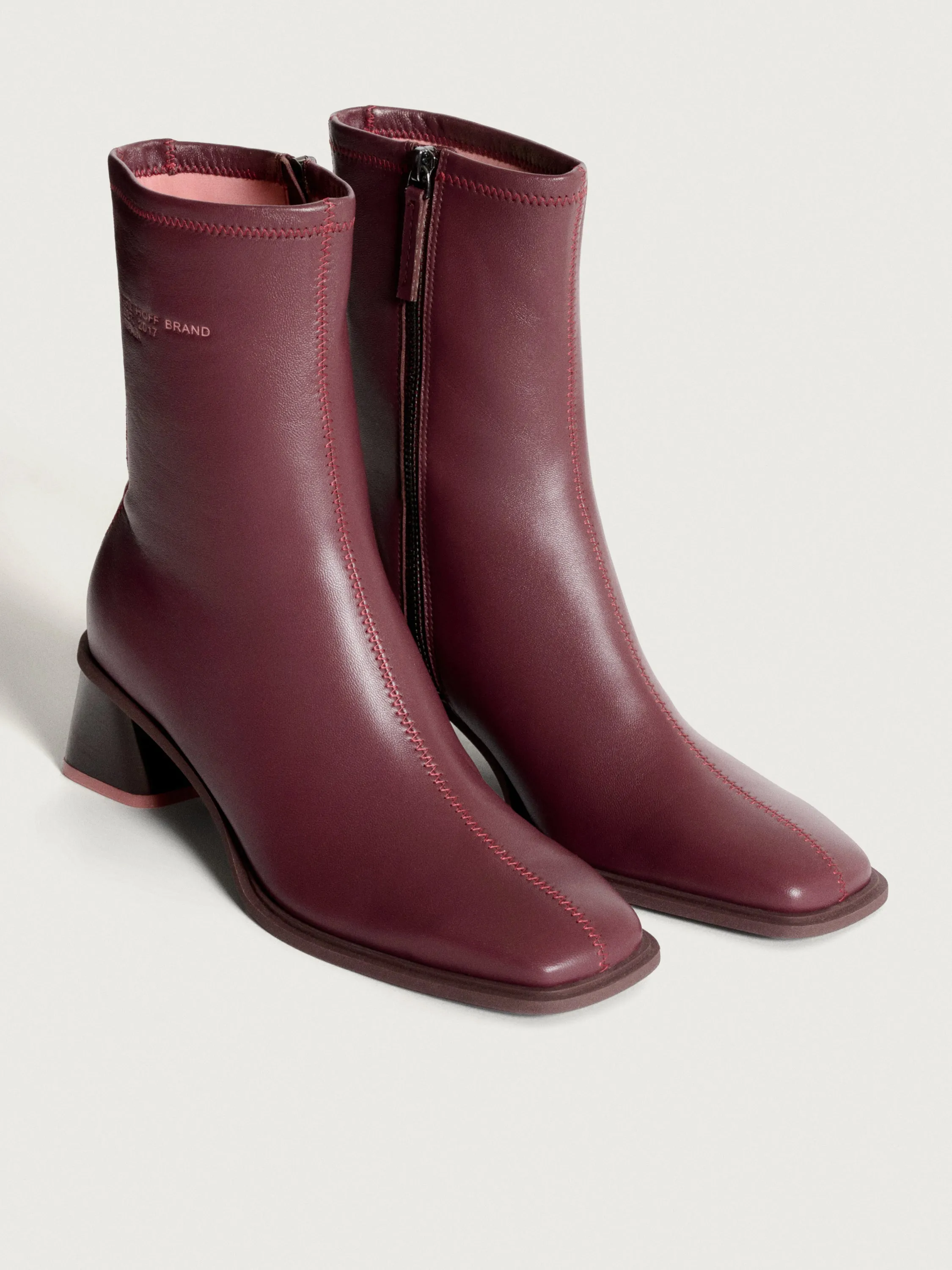 DATE BURGUNDY HEELED ANKLE BOOT