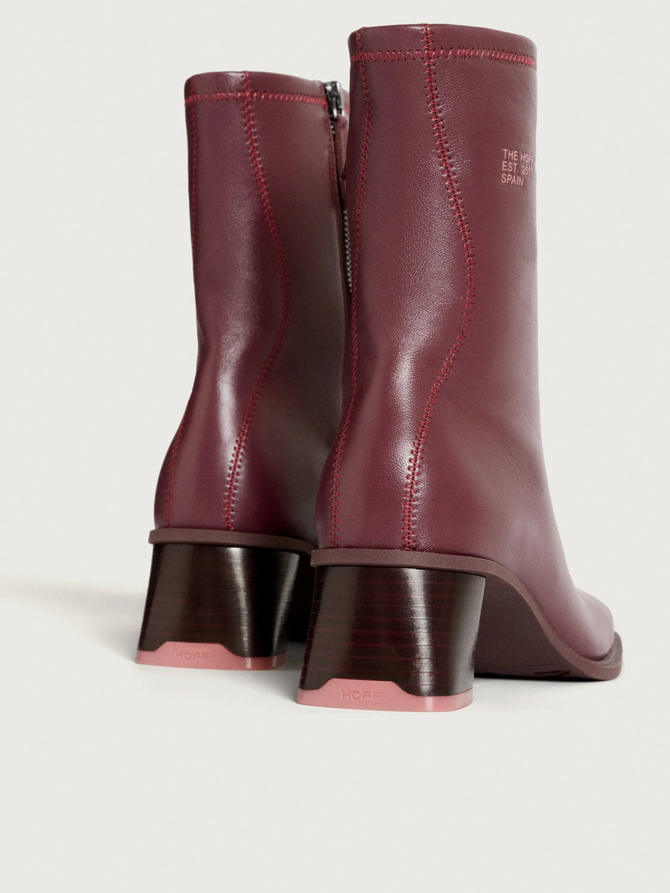 DATE BURGUNDY HEELED ANKLE BOOT