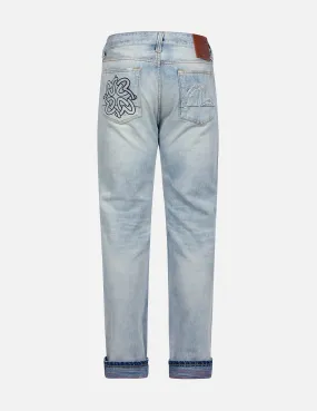 Distressed Seagull Pocket Slim Fit Jeans #2010