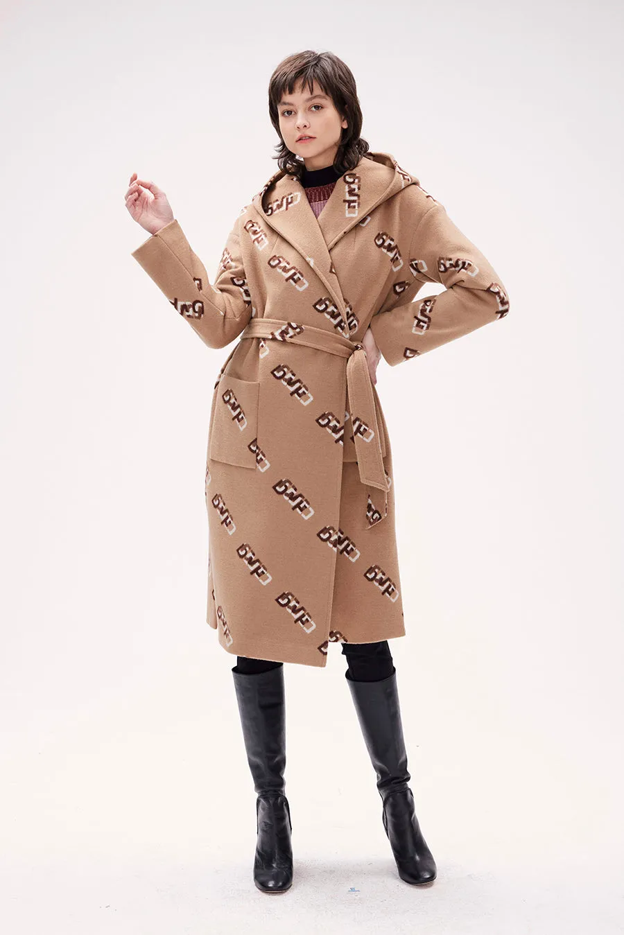 Dvf Eunice Coat in Dvf Logo Camel