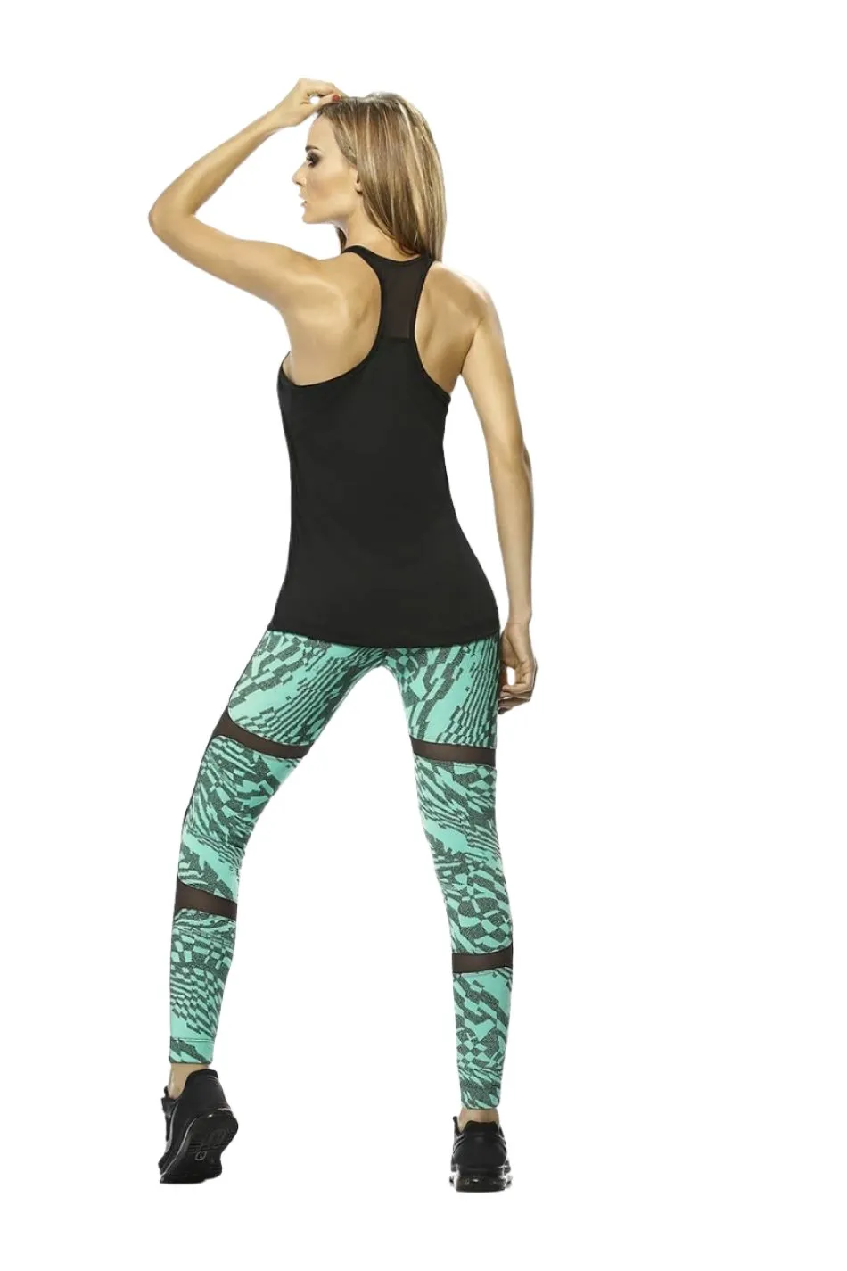 Final Sale Babalu Style Textured Legging with Mesh Inset 35863 Jade