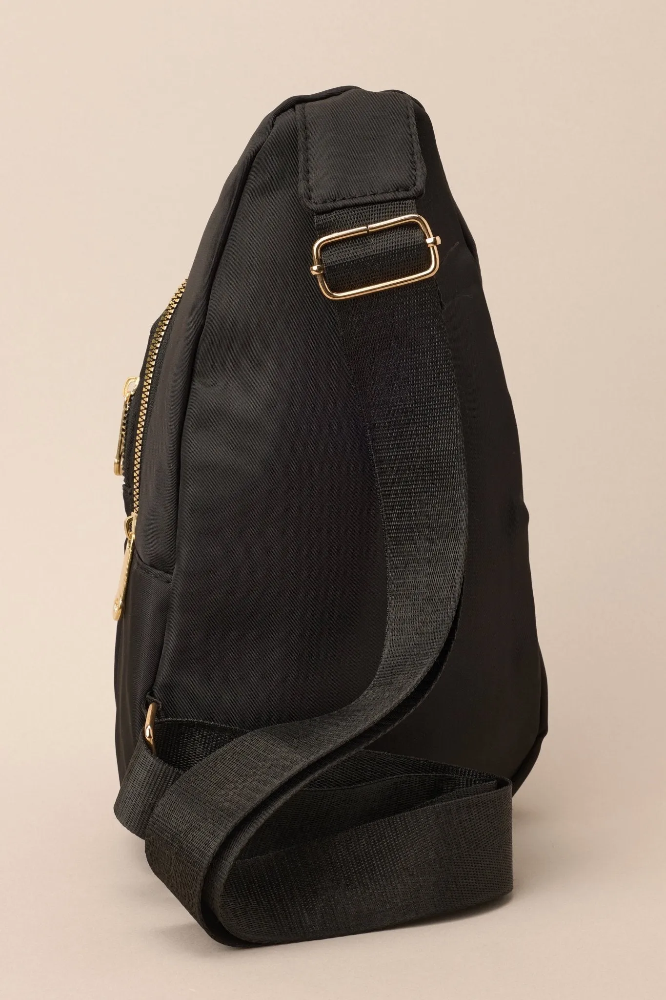 First In Line Black Quilted Sling Bag