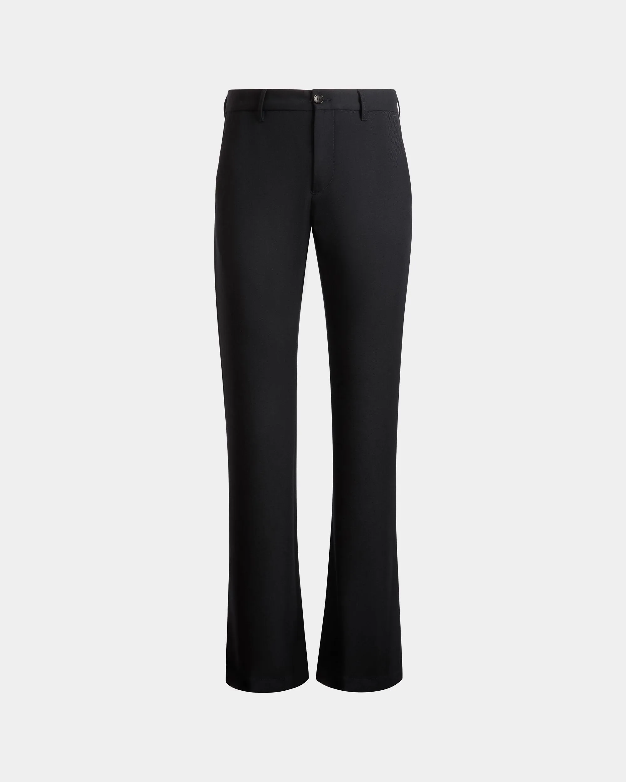 Flared Pants In Navy Blue Wool 