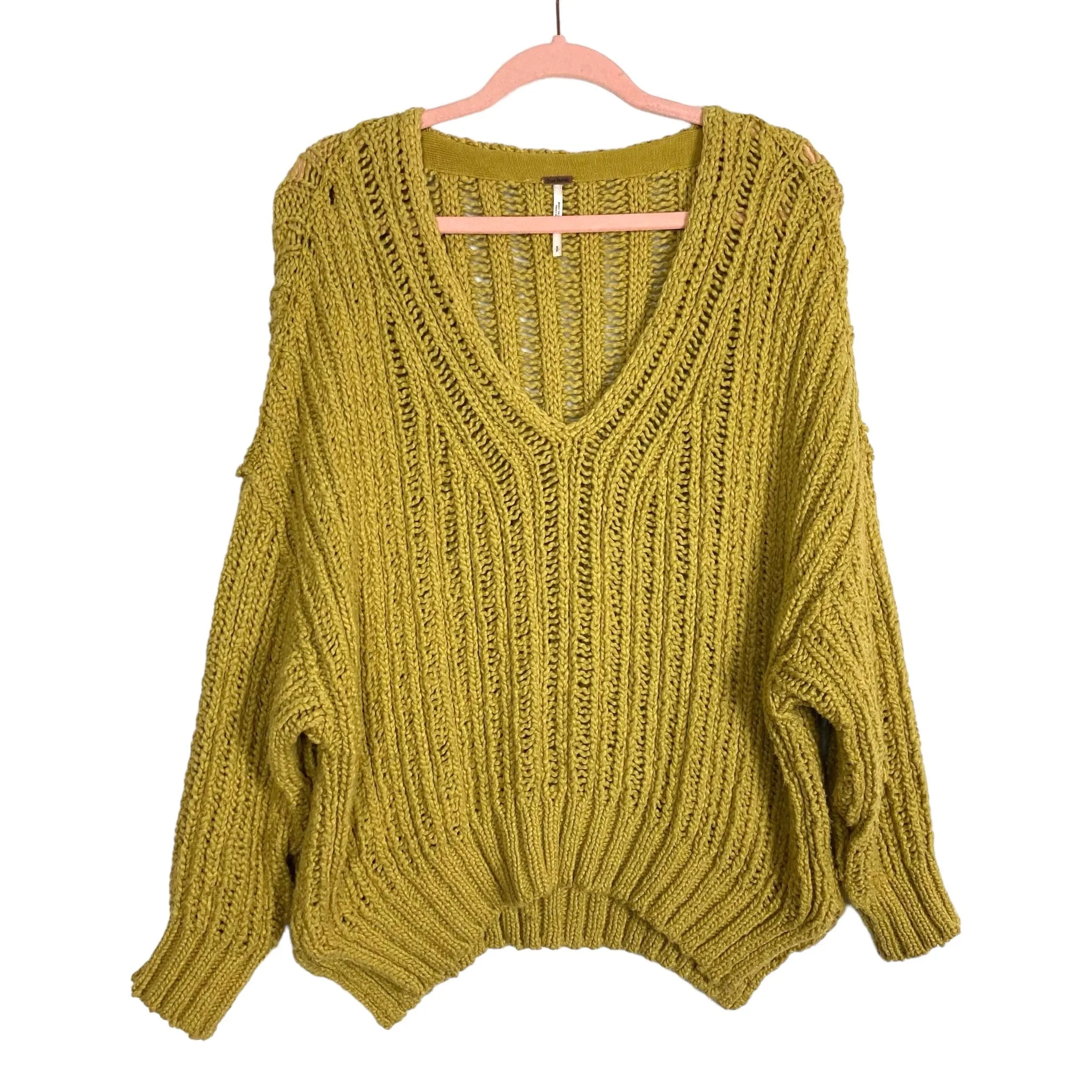 Free People Mustard Open Knit Sweater- Size S (sold out online)