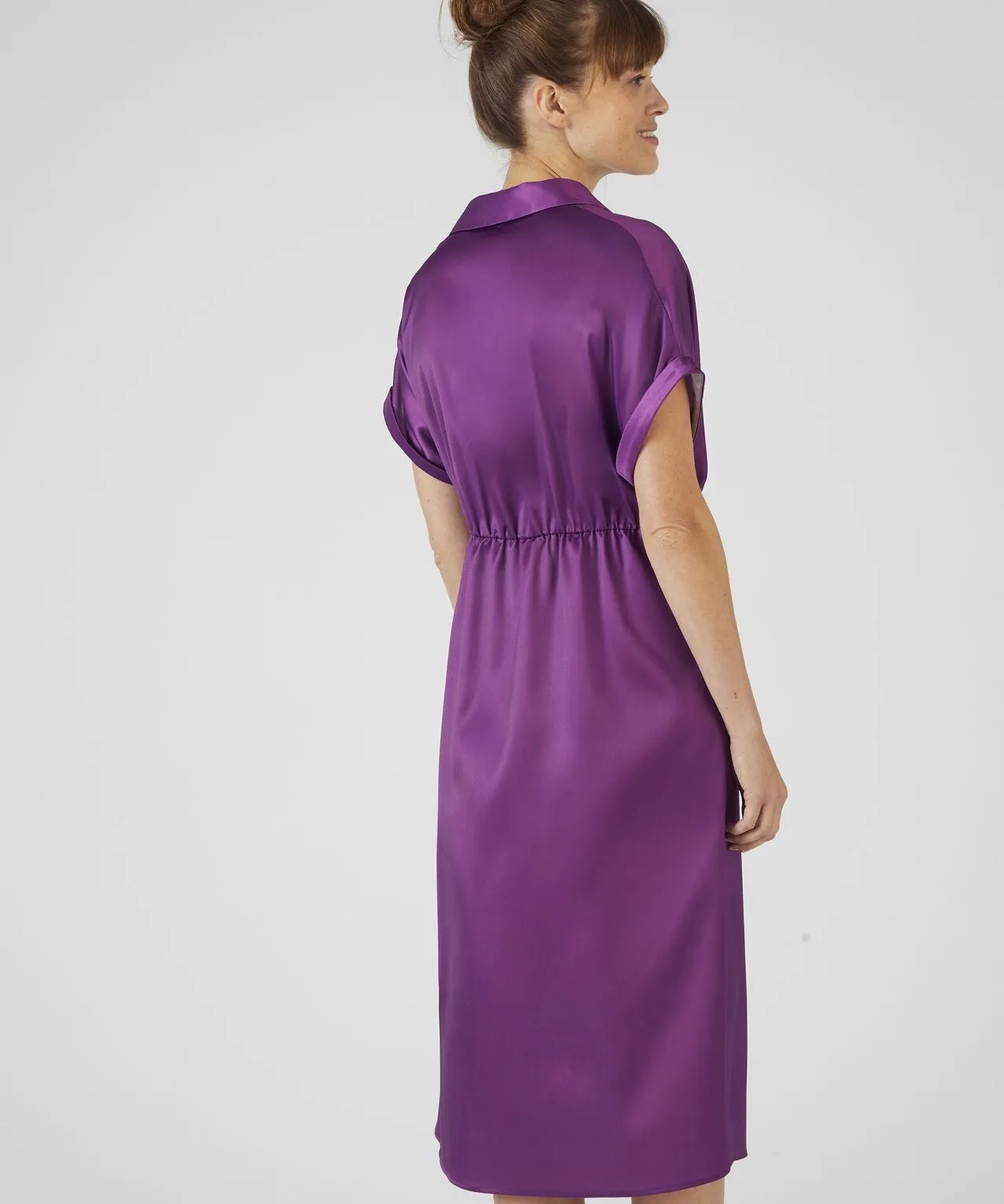 Front Drape Satin Stretch Dress