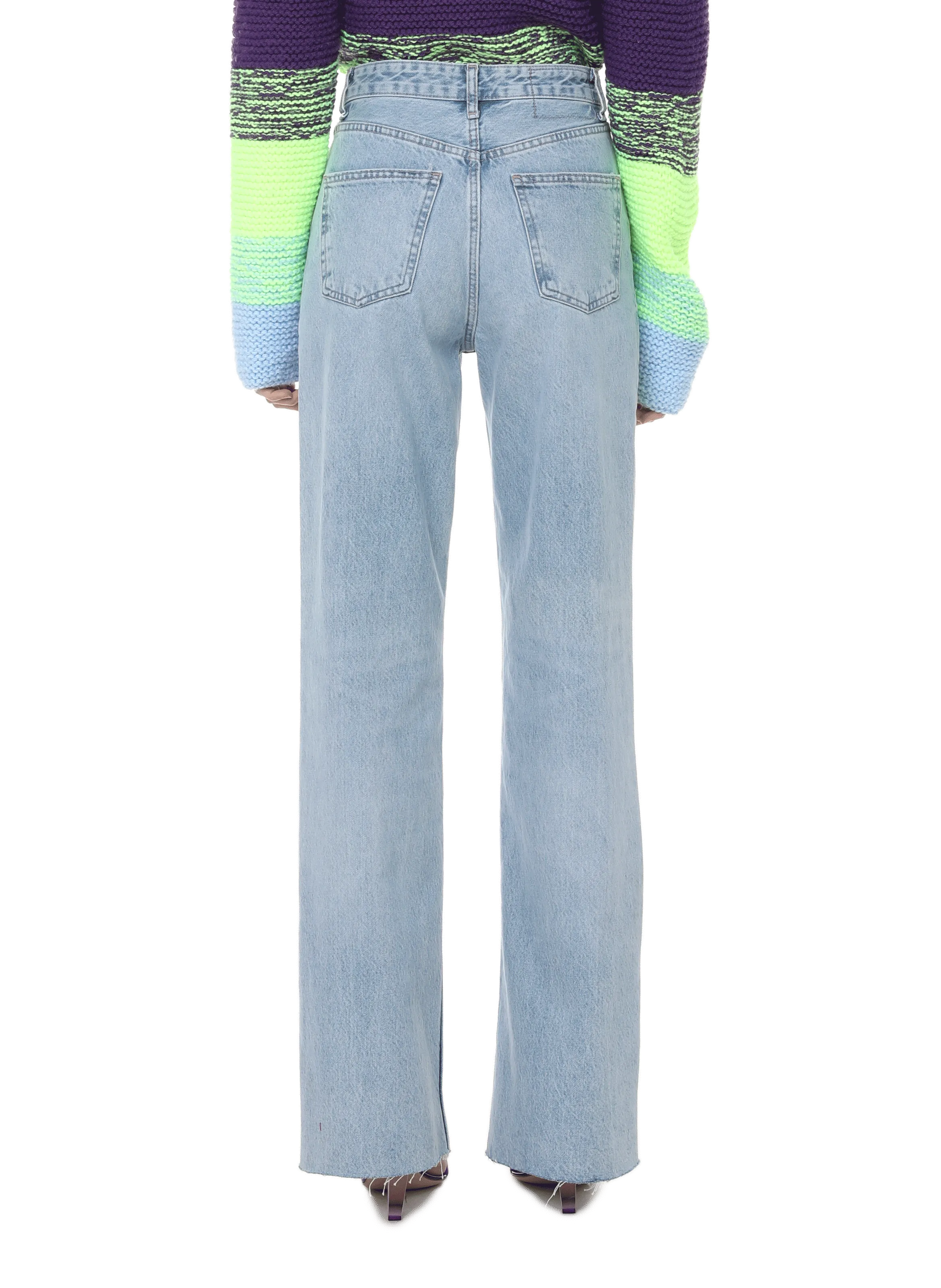 GERMANIER  Cotton denim jeans with rhinestones and beads - Green