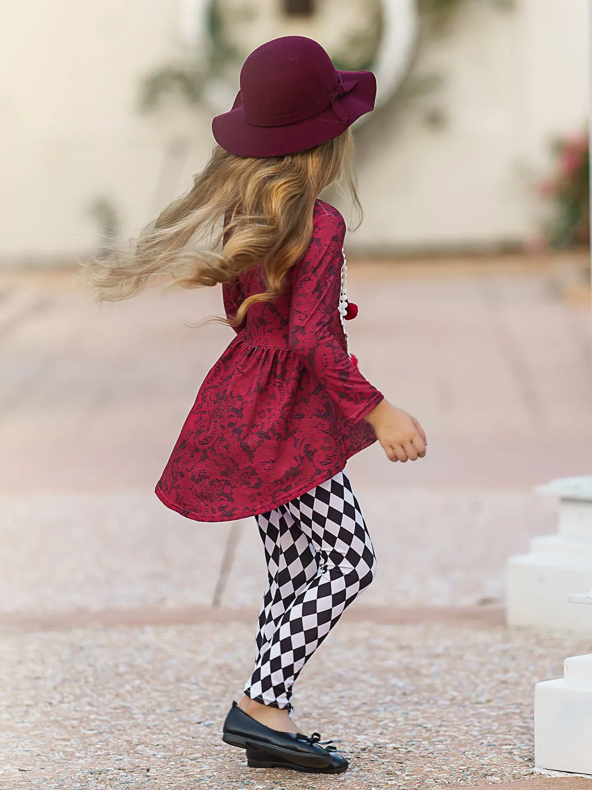 Girls Cherry On Top Hi-Lo Tunic and Checkered Legging Set