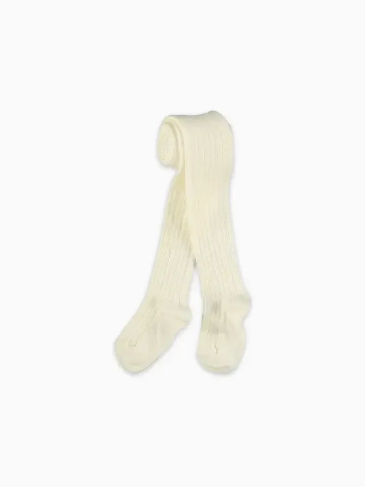 girls ivory ribbed tights