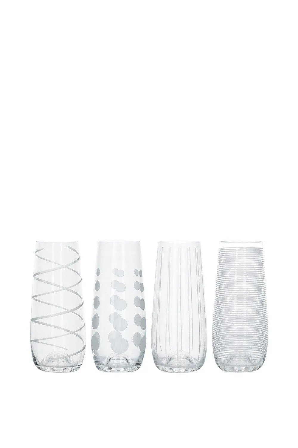 Glassware | Cheers Pack Of 4 Stemless Flute Glasses | Mikasa