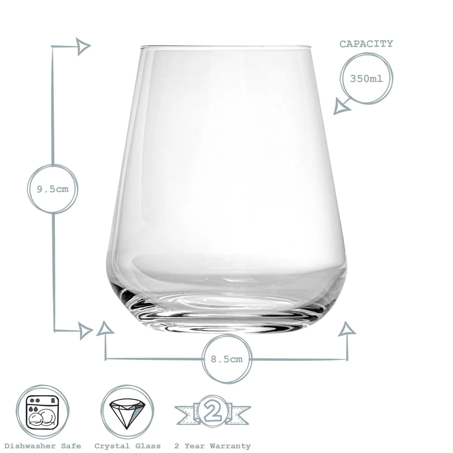 Glassware | Inalto Uno Stemless Wine Glasses - 350ml - Pack of 12 | Bormioli Rocco