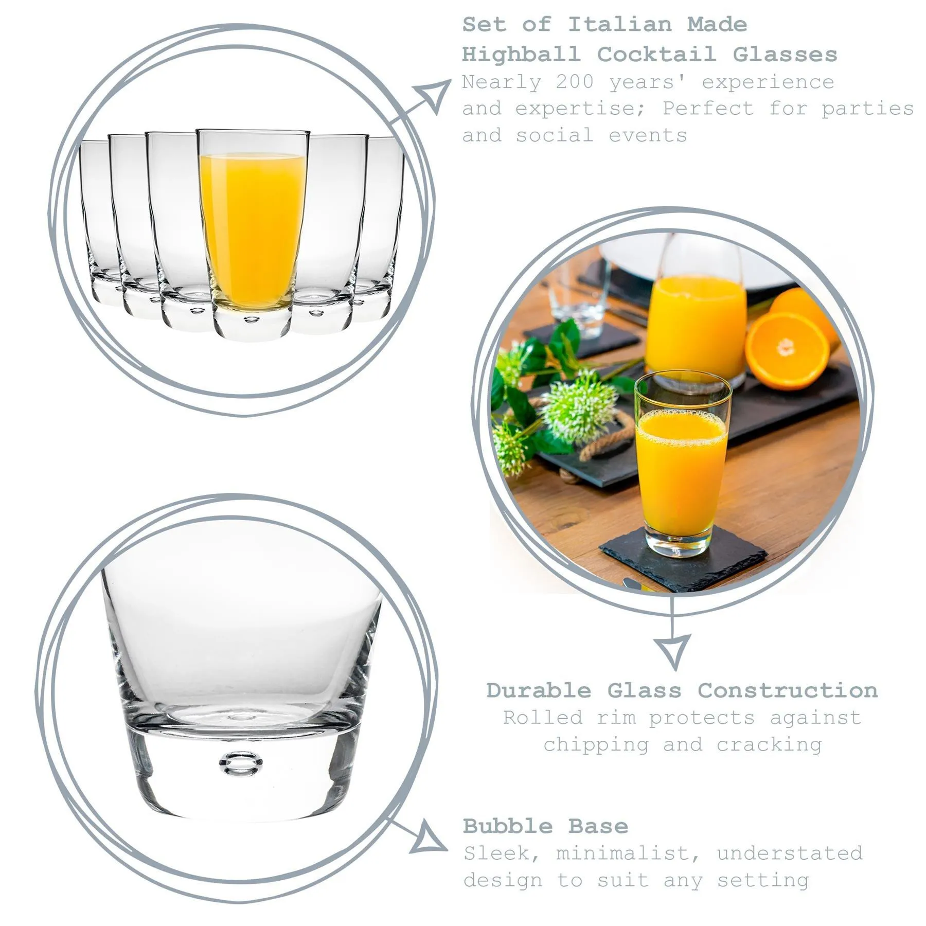 Glassware | Luna Highball Glasses - 340ml - Pack of 24 | Bormioli Rocco