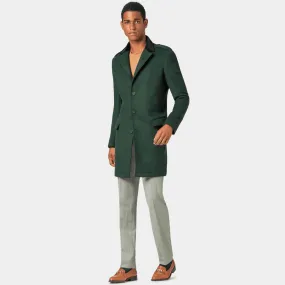 Green Unlined Overcoat with contrasted Collar