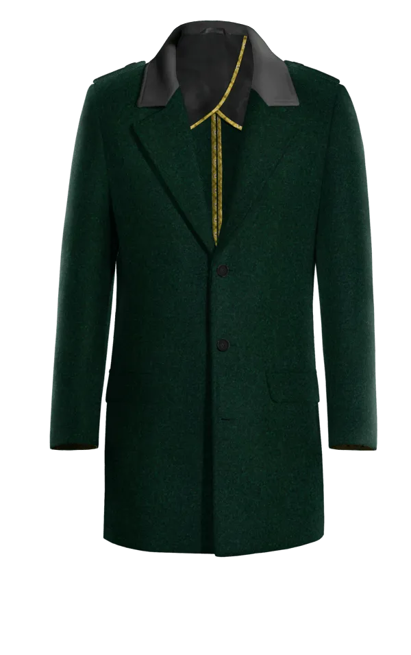 Green Unlined Overcoat with contrasted Collar