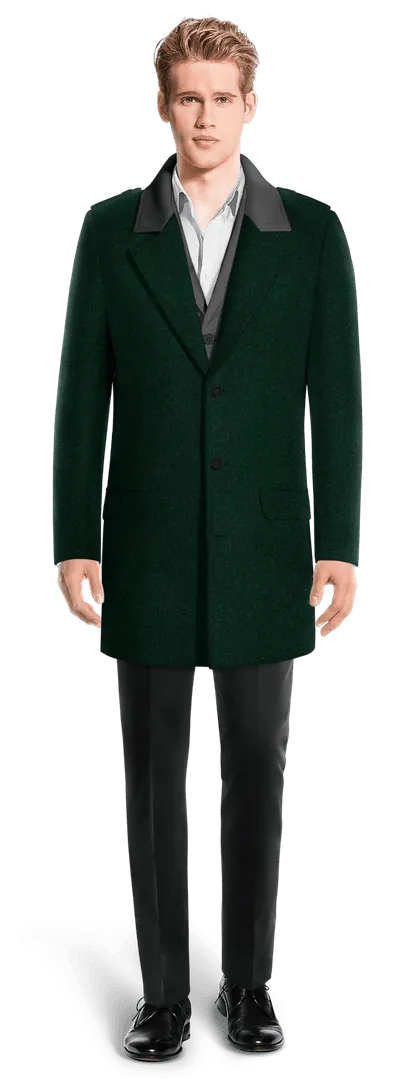 Green Unlined Overcoat with contrasted Collar