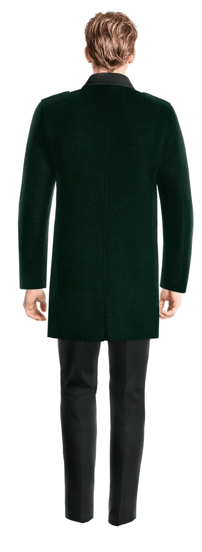 Green Unlined Overcoat with contrasted Collar