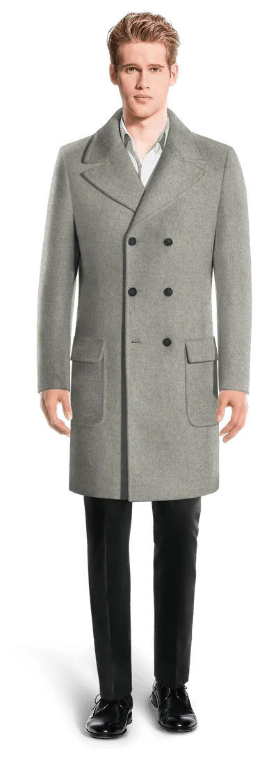 Grey Long Double breasted overcoat