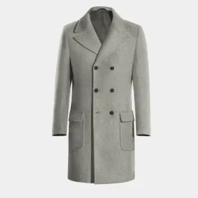 Grey Long Double breasted overcoat