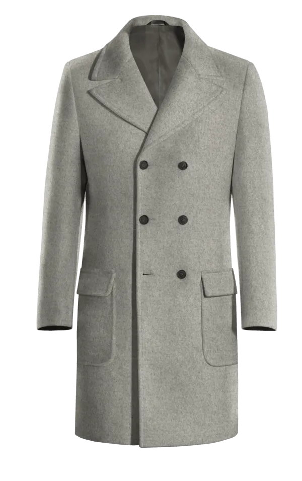 Grey Long Double breasted overcoat