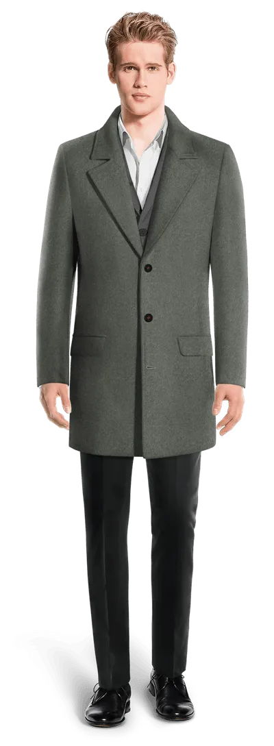 Grey Wool Overcoat with contrasted Buttonthreads