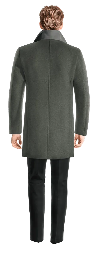 Grey Wool Overcoat with contrasted Buttonthreads