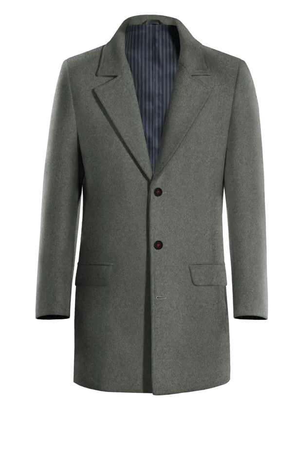 Grey Wool Overcoat with contrasted Buttonthreads