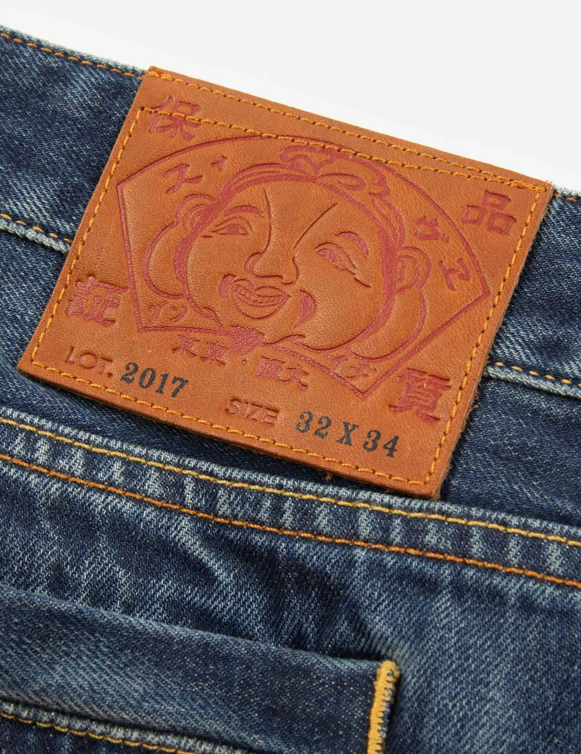 Hanafuda Daruma Daicock Embroidery Carrot Fit Denim Jeans #2017