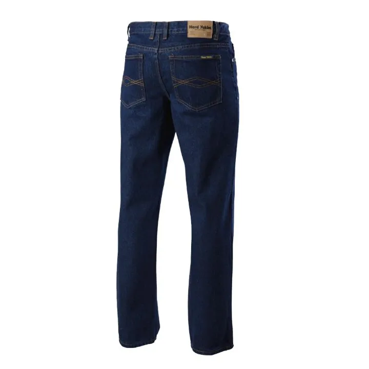 Hard Yakka Y03514 Heavy Duty Washed Denim Work Jeans Navy