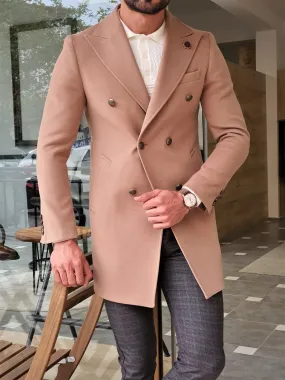 Henderson Beige Slim Fit Wool Long Coat