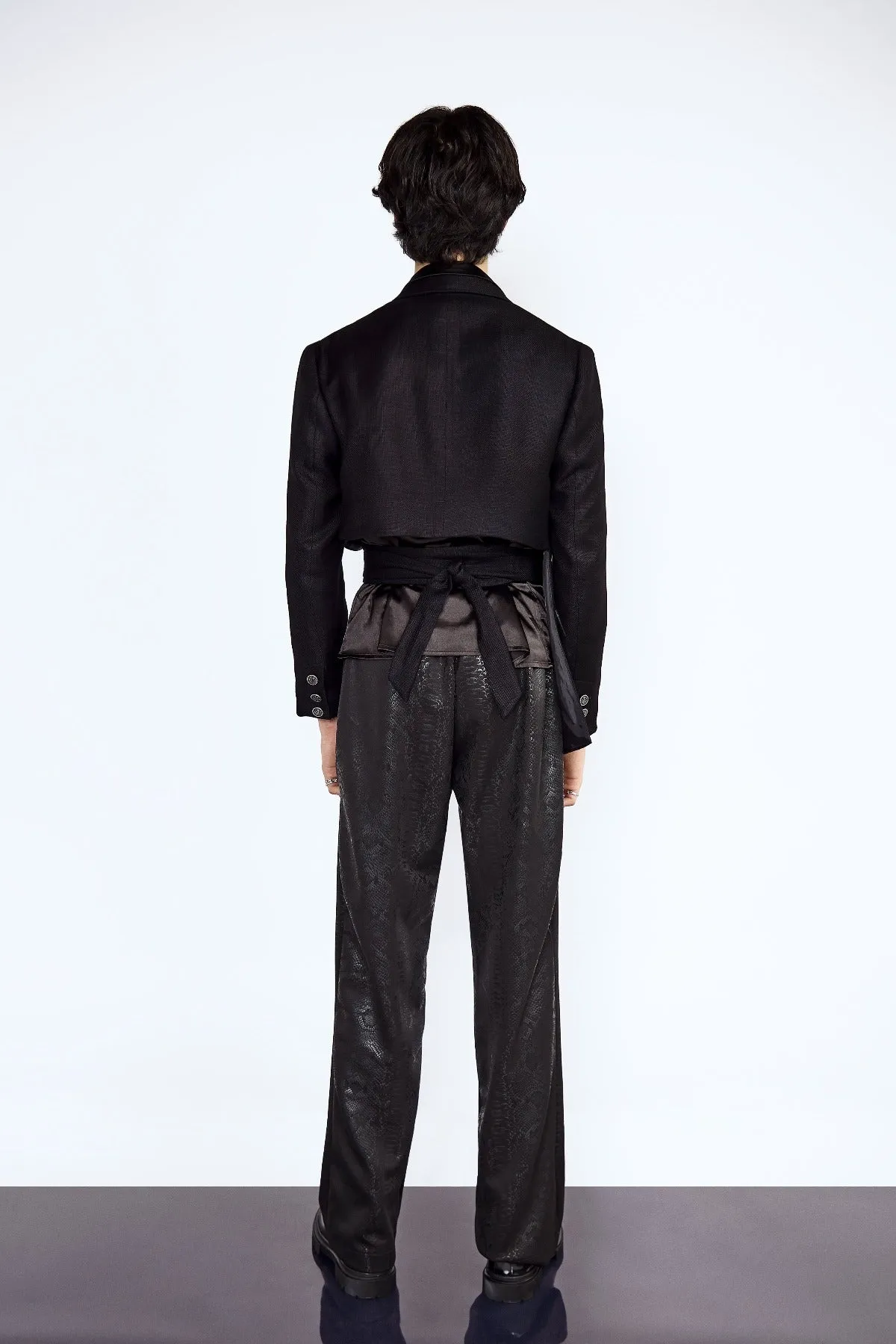 His Black Asymmetrical Tailored Jacket Modern Twist on Classic