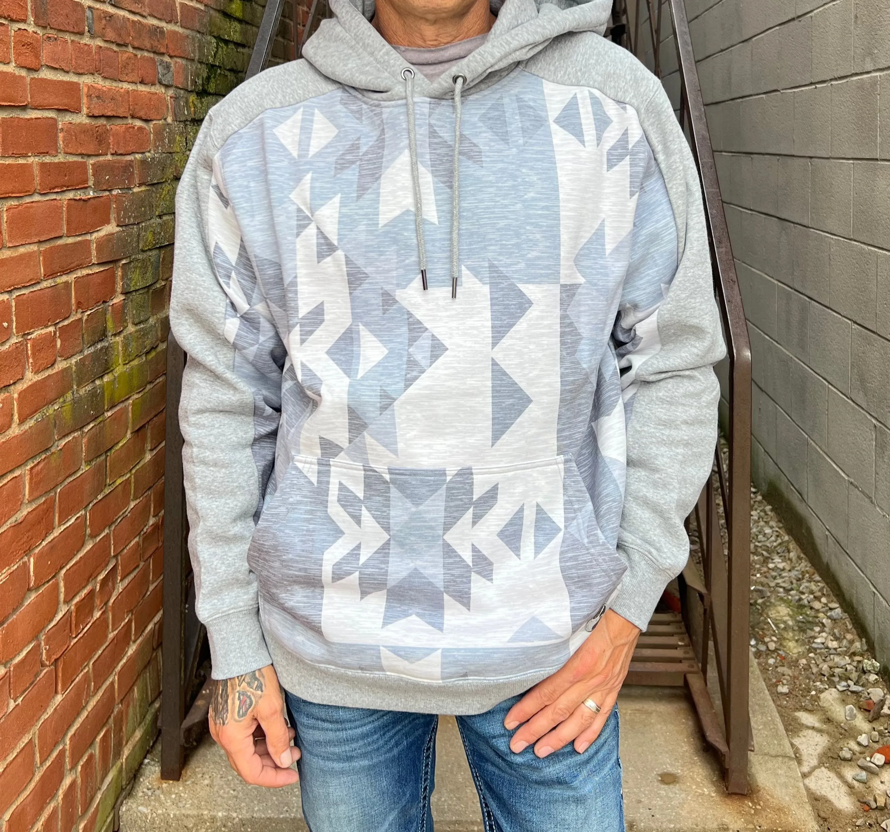 Hooey Men's Canyon Aztec Grey Hoodie HH1190AZGY