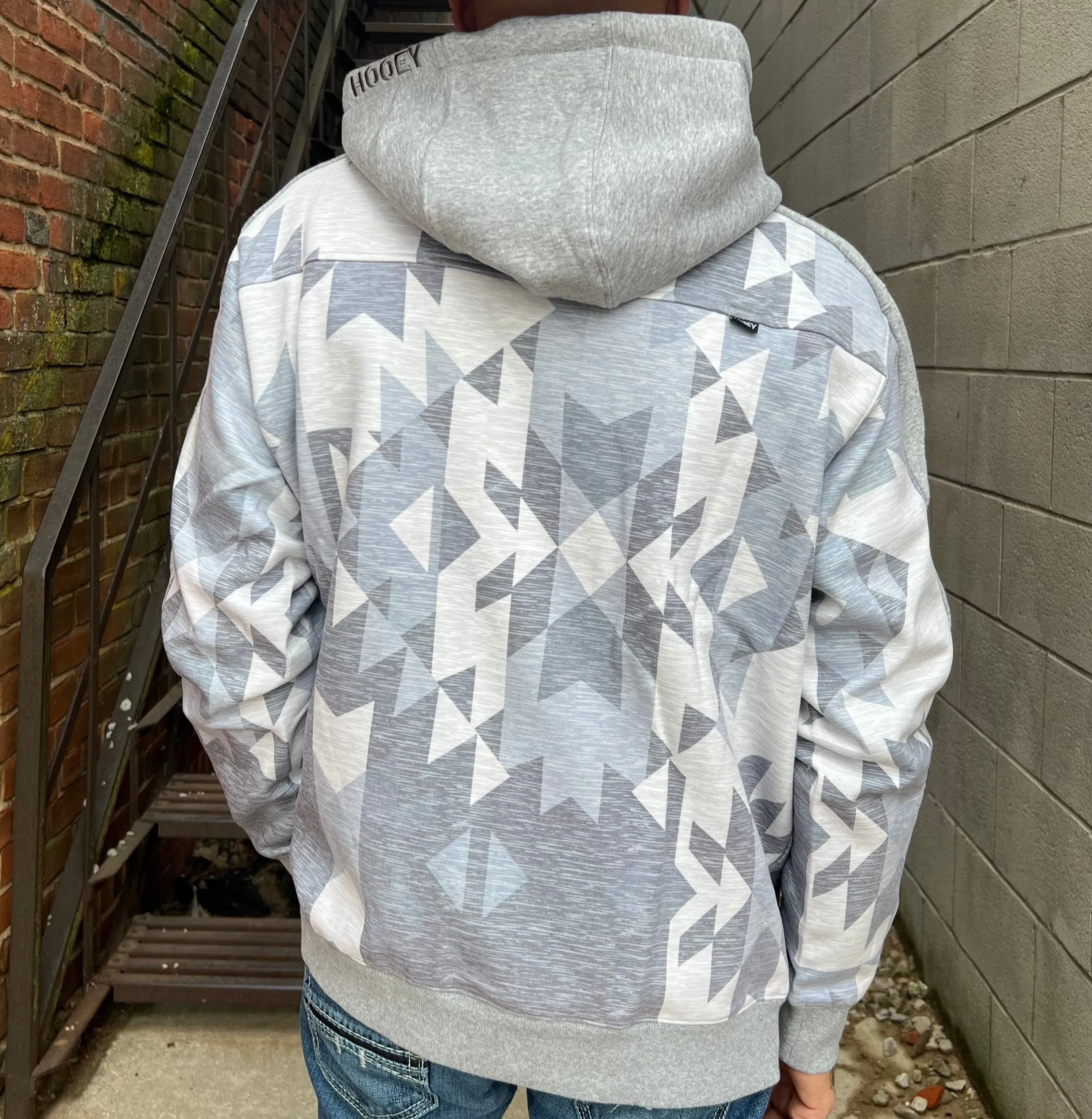 Hooey Men's Canyon Aztec Grey Hoodie HH1190AZGY