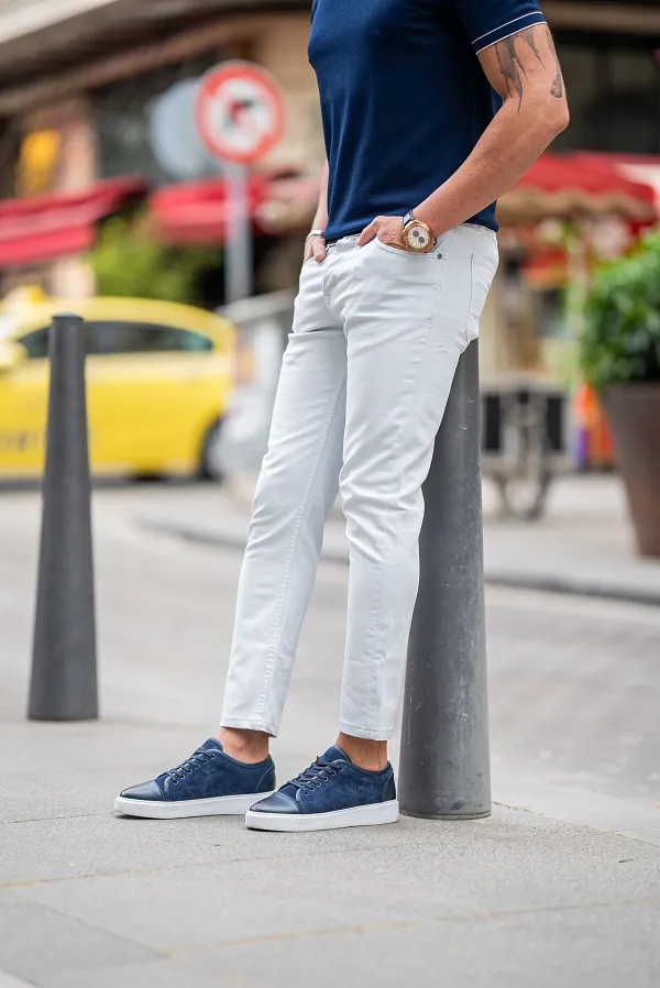 Ice Blue Slim Fit Jeans for Men by GentWith.com