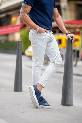 Ice Blue Slim Fit Jeans for Men by GentWith.com