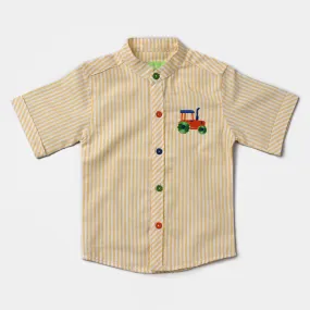 Infant Boys Yarn Dyed Basic Casual Shirt (TRUCK)-Yellow