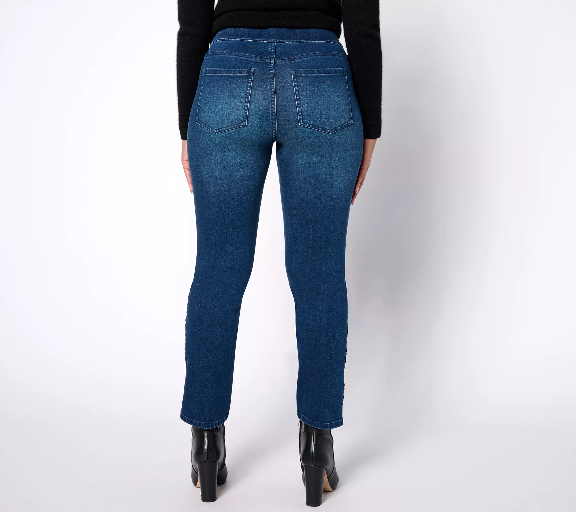 Isaac Mizrahi Live! Petite Indigo True Denim Jeans w/ Lace