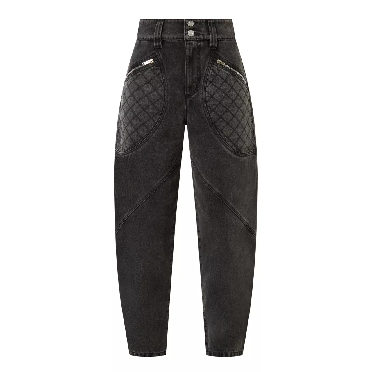 ISABEL MARANT Catarina Quilted-Pocket Jeans - Dark Grey