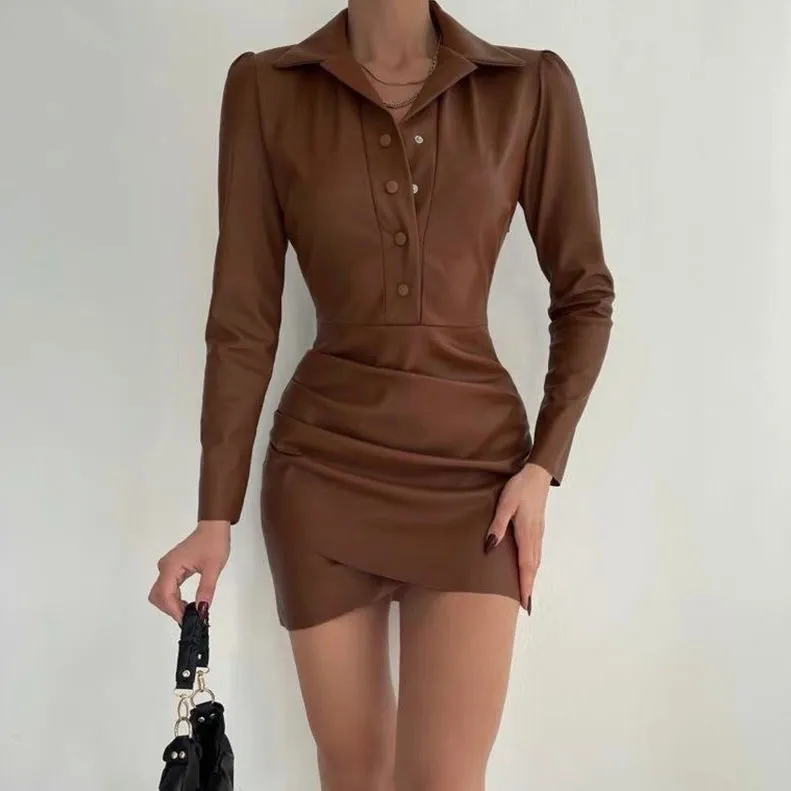 ISABELLE LEATHER MINI DRESS