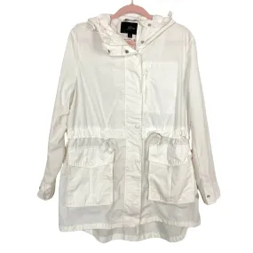 J. Crew Ivory Drawstring Waist Hooded Rain Jacket- Size S (see notes)