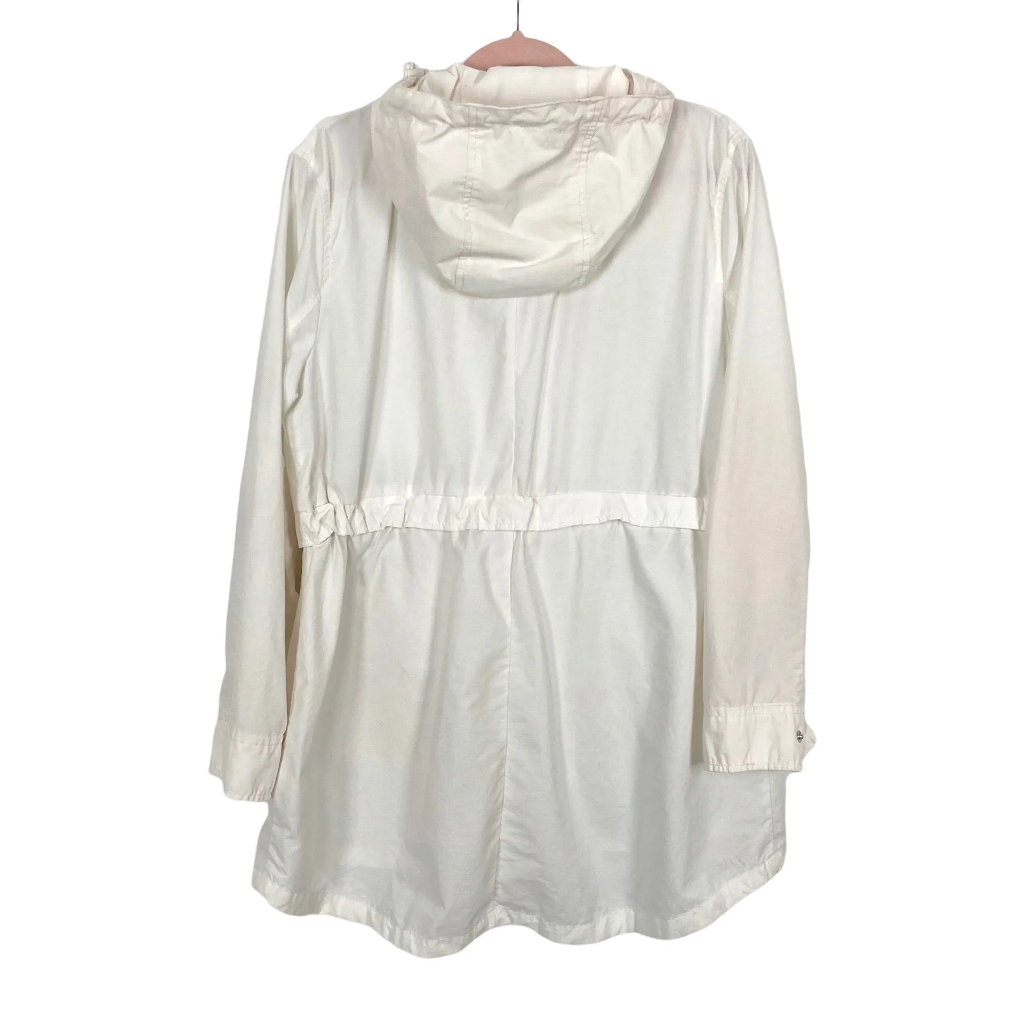 J. Crew Ivory Drawstring Waist Hooded Rain Jacket- Size S (see notes)