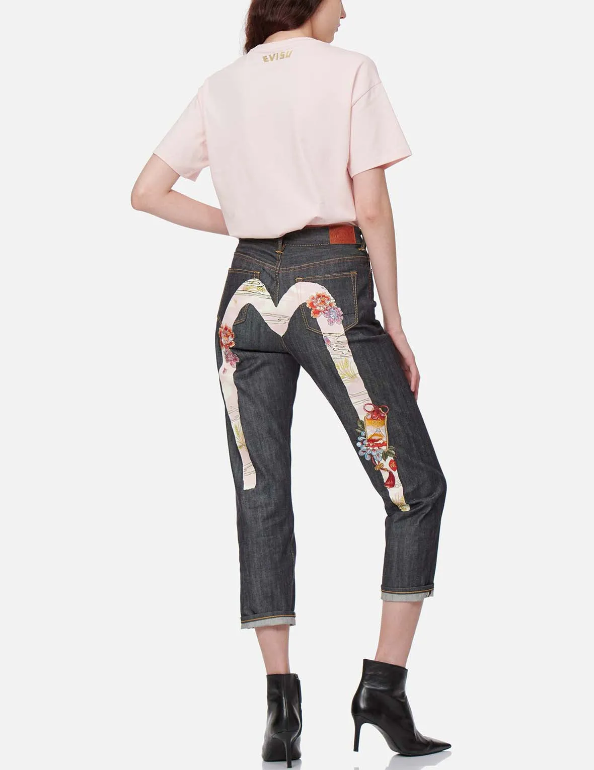 Japanese-painting Daicock Print Relax Fit Jeans