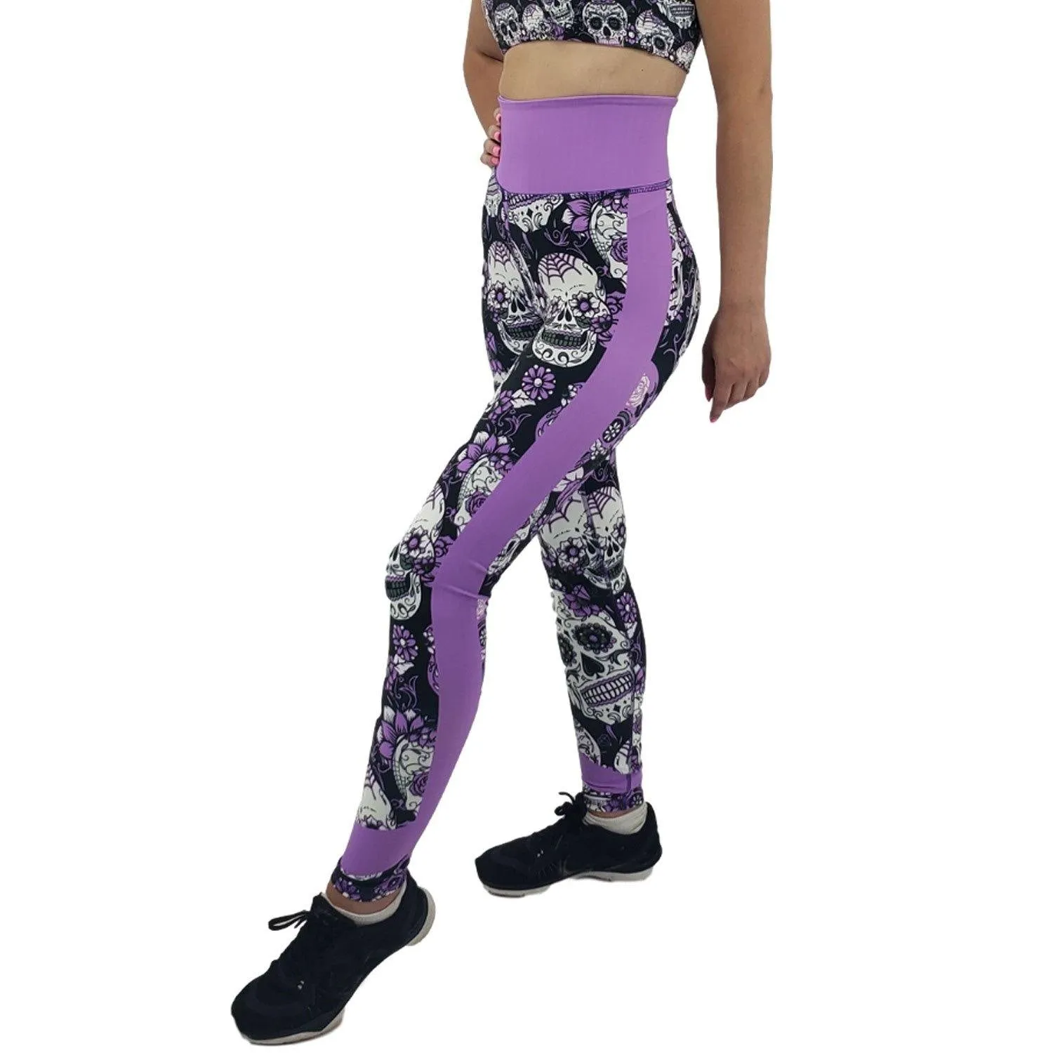 Jean Neon Purple Sugar Skull Leggings