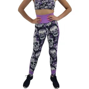 Jean Neon Purple Sugar Skull Leggings