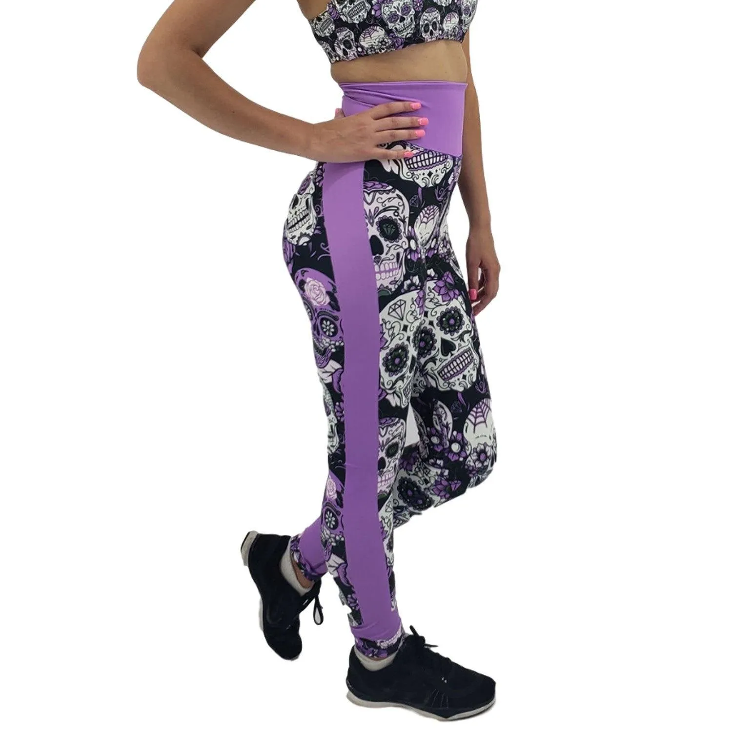 Jean Neon Purple Sugar Skull Leggings