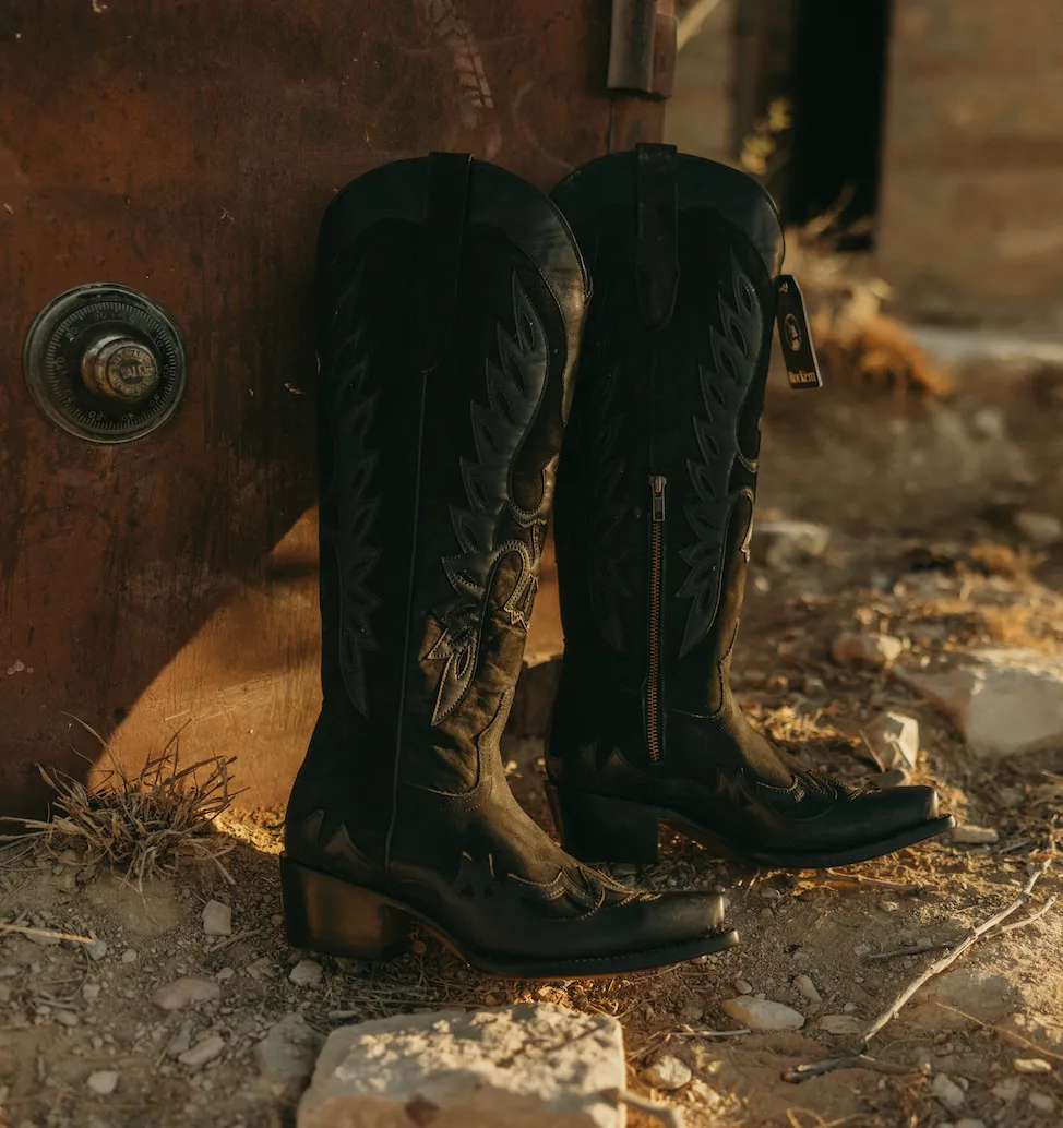 Kat Nobuck Tall Wide Calf  Snip Toe Cowgirl Boot FINAL SALE