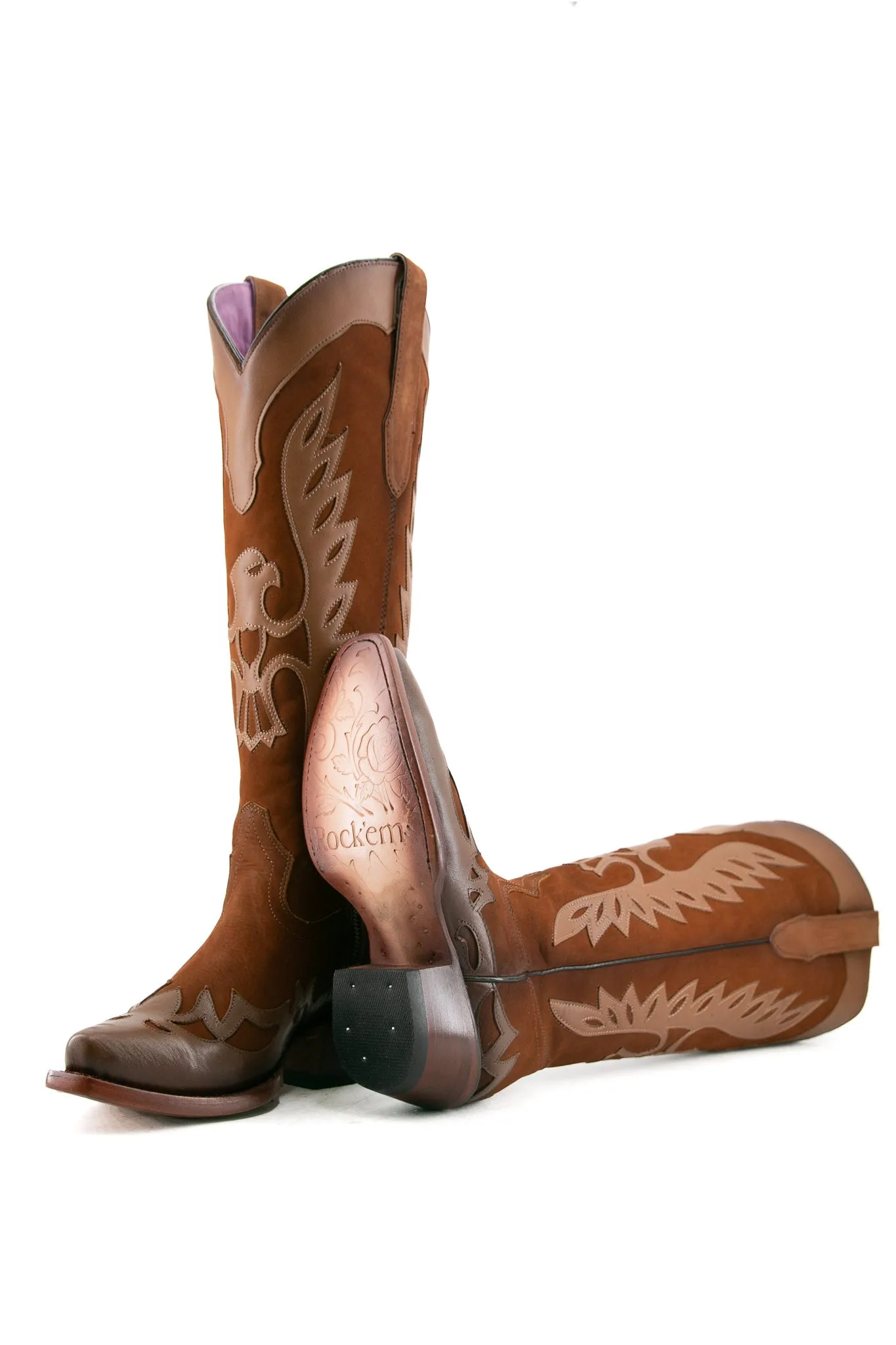 Kat Nobuck Tall Wide Calf  Snip Toe Cowgirl Boot FINAL SALE