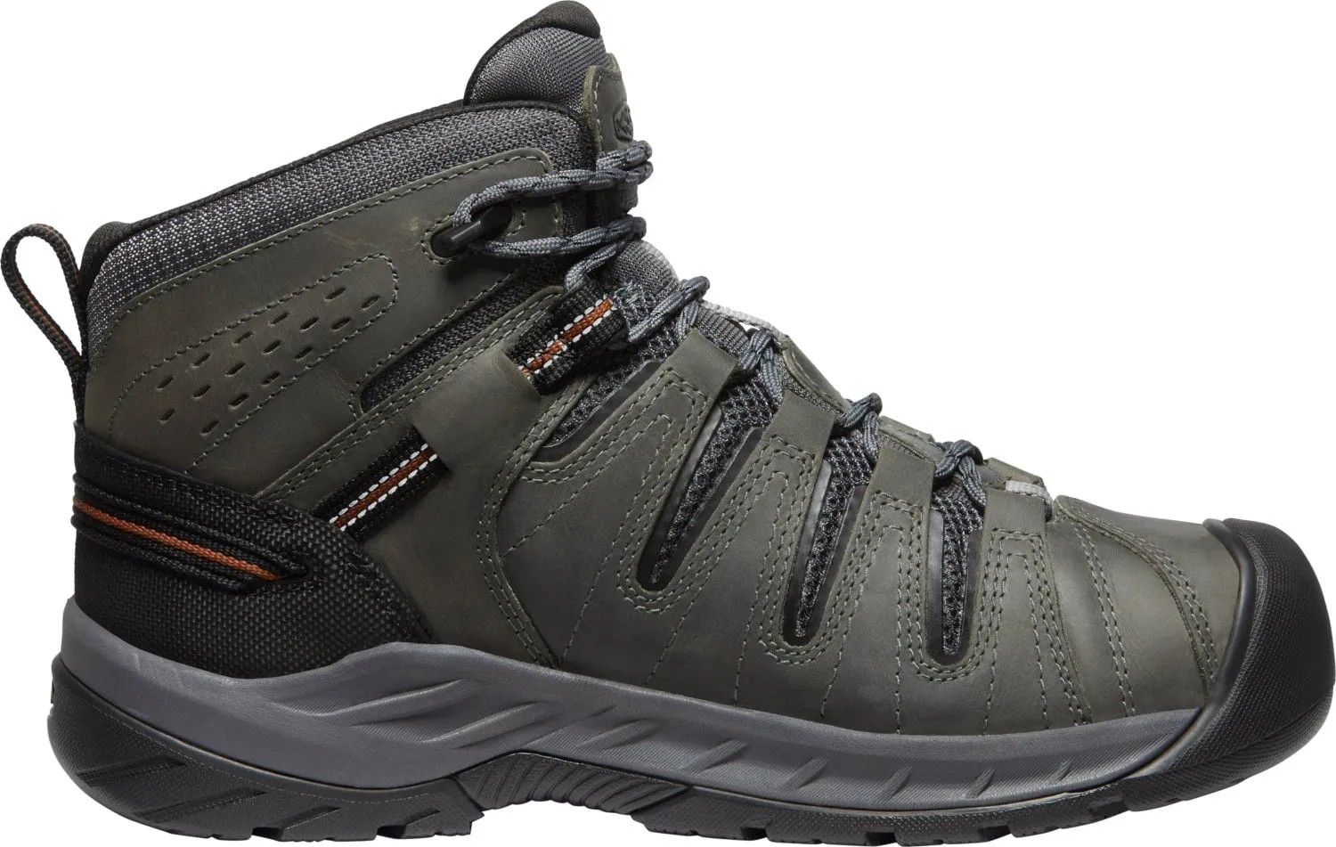 Keen Utility Mens Flint II Mid WP Soft Grey/Tortoise Shell Leather Work Boots