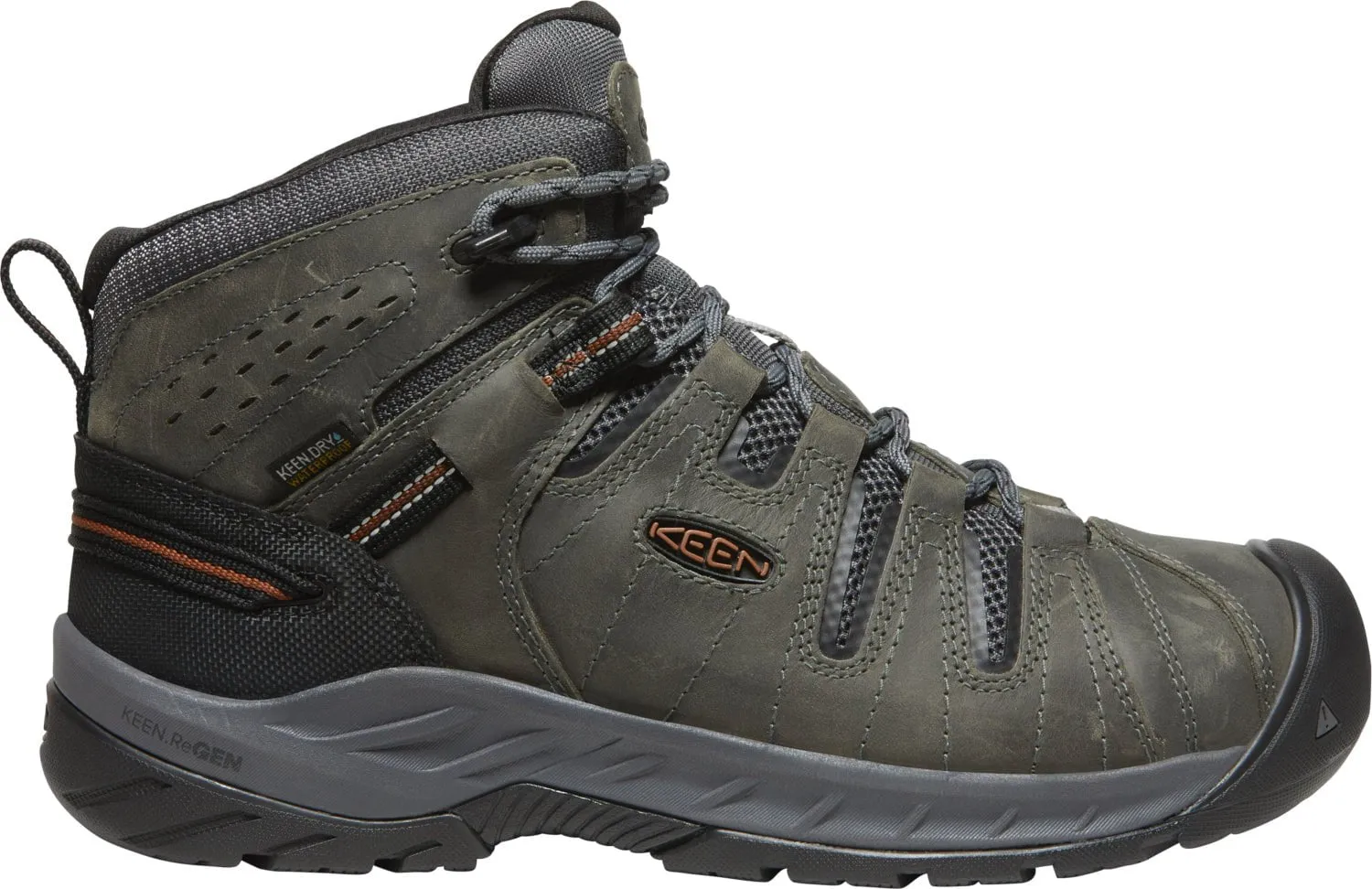 Keen Utility Mens Flint II Mid WP Soft Grey/Tortoise Shell Leather Work Boots