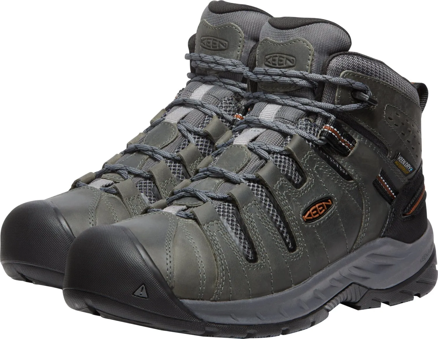 Keen Utility Mens Flint II Mid WP Soft Grey/Tortoise Shell Leather Work Boots