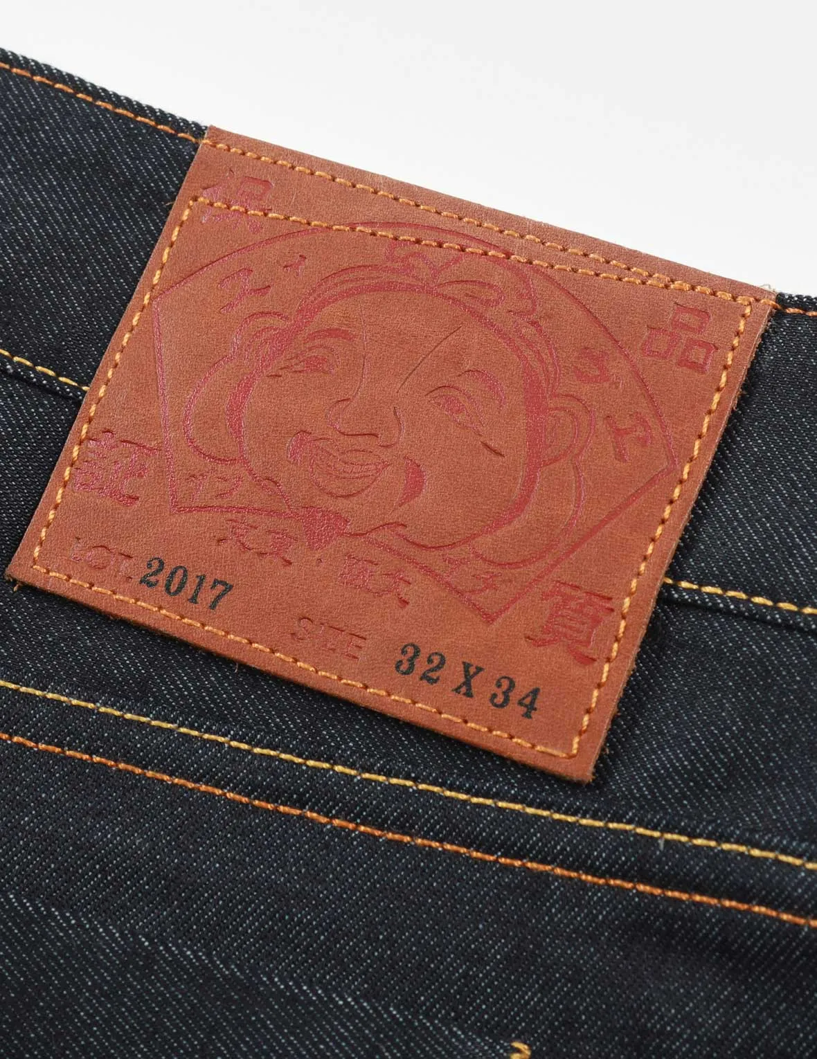 Kumadori Daruma Daicock Embroidery Carrot Fit Denim Jeans #2017